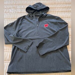 Charcoal gray UW-Madison hooded windbreaker Men’s Large